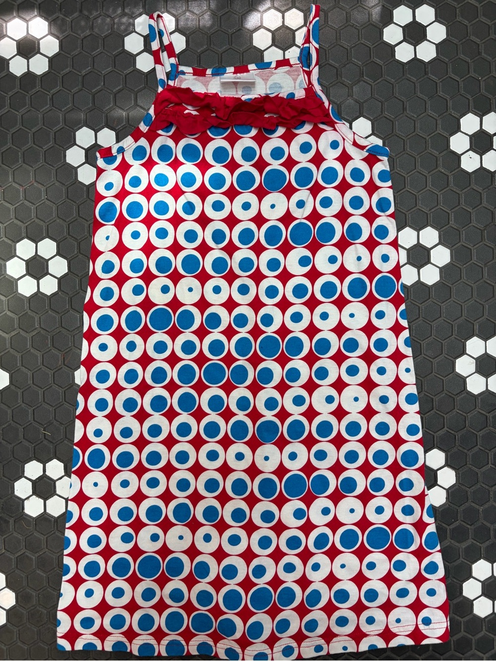 Hanna Andersson 130 Girls 8 Dress 100% Cotton A-Line Sundress Red Ruffle blue